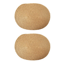 Straw Round Woven Placemats for Dining Table, Rattan Table Mats, Natural Straw Mat Braided, Weave Placemats Handmade, 11.8" x 15.7", Set of 2