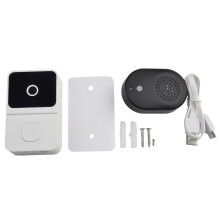 Smart trådlös WiFi-videodörrklocka, telefon, dörrring, intercom, säkerhetskamera, vit