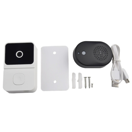 Smart trådlös WiFi-videodörrklocka, telefon, dörrring, intercom, säkerhetskamera, vit