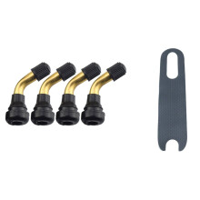 4 stuks bandventielen met haakse kliksluiting, gemaakt van rubber en messing, inclusief antislipmat voor elektrische scooter M365