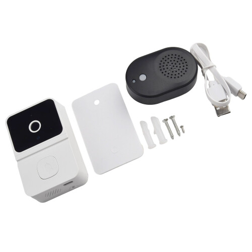 Smart trådlös WiFi-videodörrklocka, telefon, dörrring, intercom, säkerhetskamera, vit 1