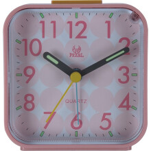 Tyst analógový budík nočné hodiny štvorcové hodiny quartz clock budík med snooze och lysande pink