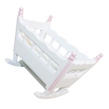 Dollhouse Accessories Furniture Cot Bed for Kids Mini Cribs Figurines Wooden Model Shaker Baby