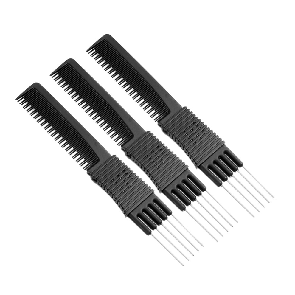 NOLITOY 3pcs Carbon Fiber Anti Static Rat Tail Comb Set for Hair Cutting Styling and Sectioning