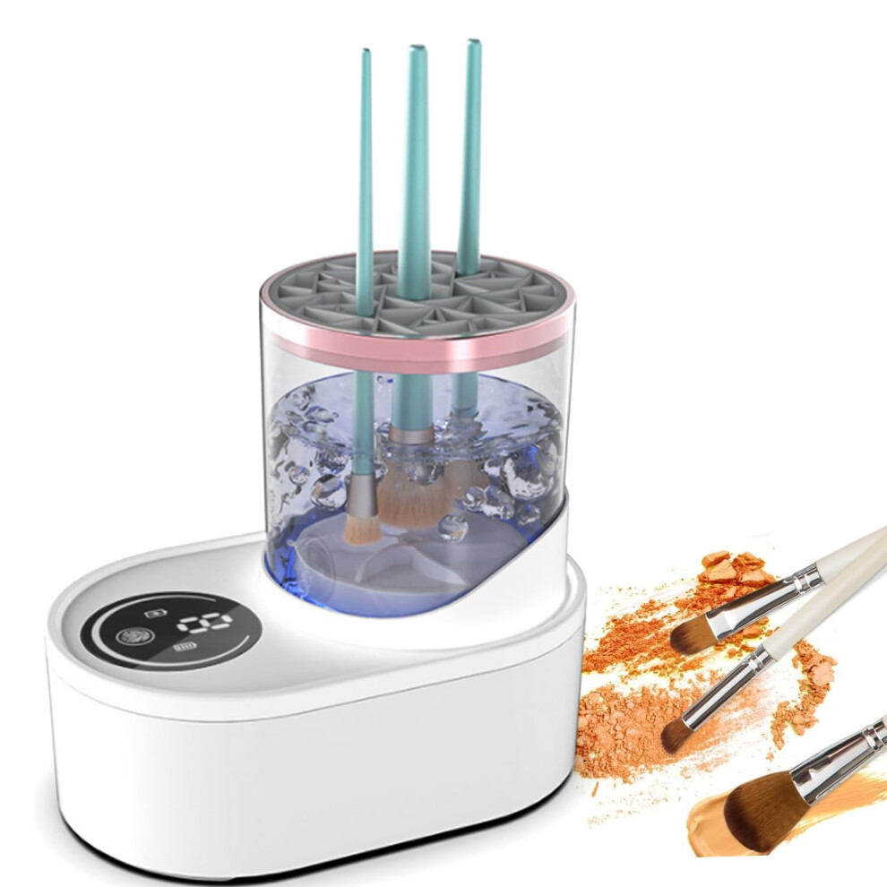 Makeup Brush Cleaner Machine 3 in 1 Electric Automatic Washer and Dryer for Contour Eyeshadow Blush USB Rechargeable