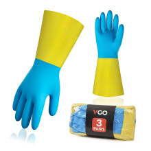 Dishwashing Cleaning Gloves Heavy Duty Rubber for Kitchen Sink, Reusable Medium, 3 Pairs Yellow & Blue