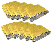 10 Pieces Emergency Blanket Folding Golden 210x160cm Silver + Golden---yvan