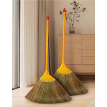 Broom with Soft Anti‑Static Bristles for Indoor and Yard Cleaning, Thickened Natural Straw