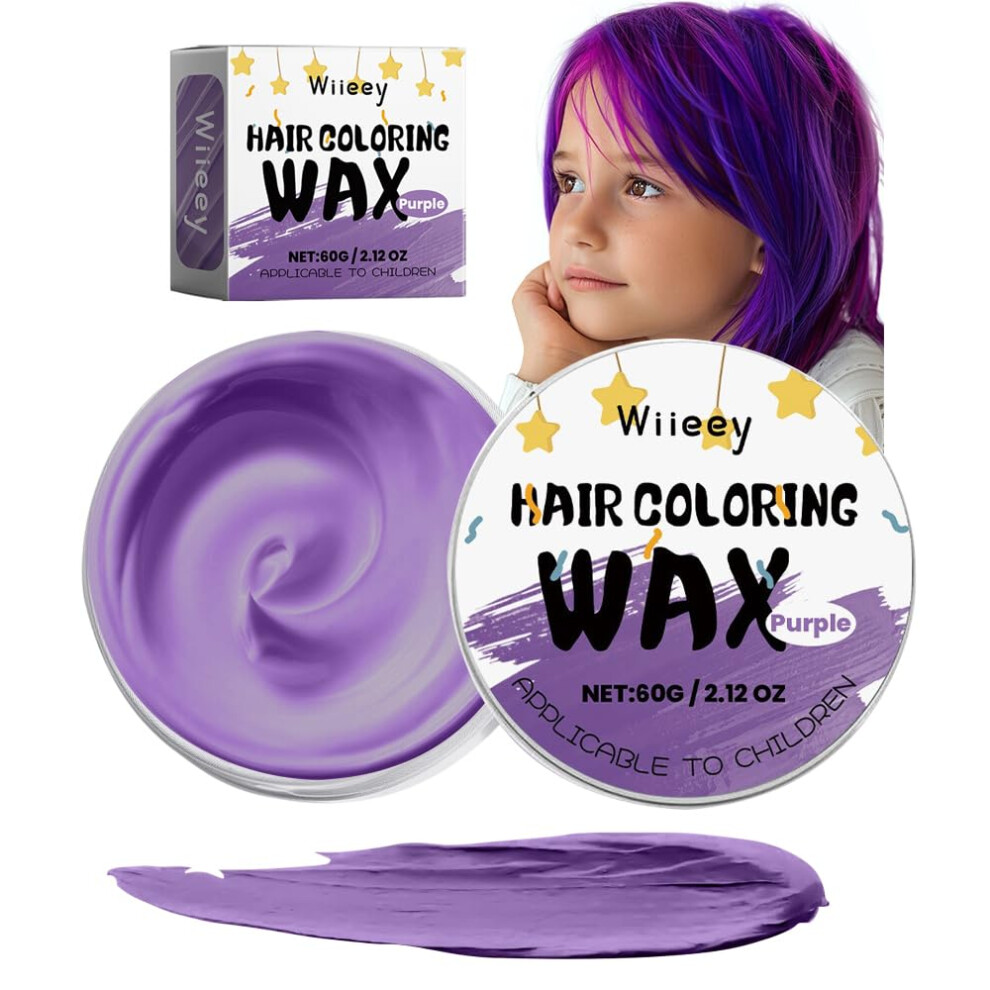 Purple Temporary Hair Color Wax 60G Instant Washable Styling For Kids And Adults Cosplay Party Halloween