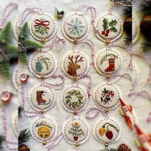 12PCS Christmas Embroidery Ornament Kit for Beginners, Complete Needlepoint Set with Patterns (Yellow)