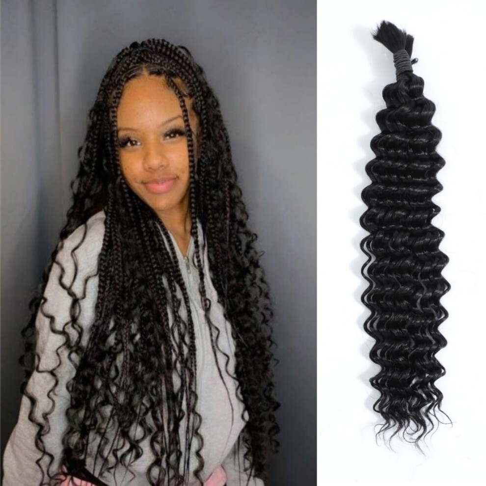 Unisex Brazilian Deep Wave Human Braiding Hair Bulk No Weft 50G Bundle Wet And Wavy Extensions For Boho Braids