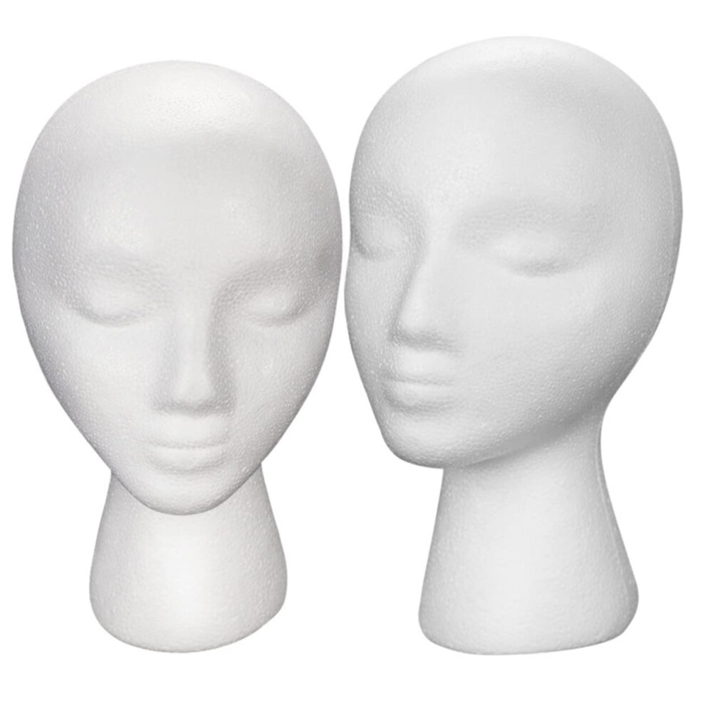 Unisex 2Pcs Foam Mannequin Head For Wigs Female Wig Display Stand Cosmetology Styling Model