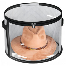 Oversized Clear Hat Storage Box with Handle 42x26.5cm for Women Men Caps Organizer Gray