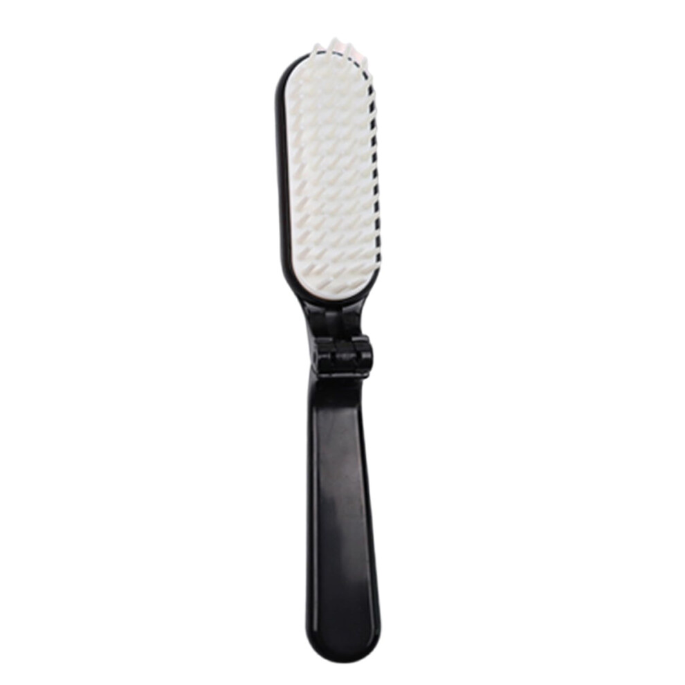 Black Foldable Travel Hair Brush With Gentle Scalp Massage For All Hair Types, Compact