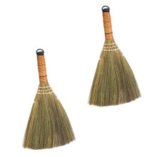 2 Pack Small Cleaning Broom Set Lightweight Handmade Straw Brush for Home and Office Use