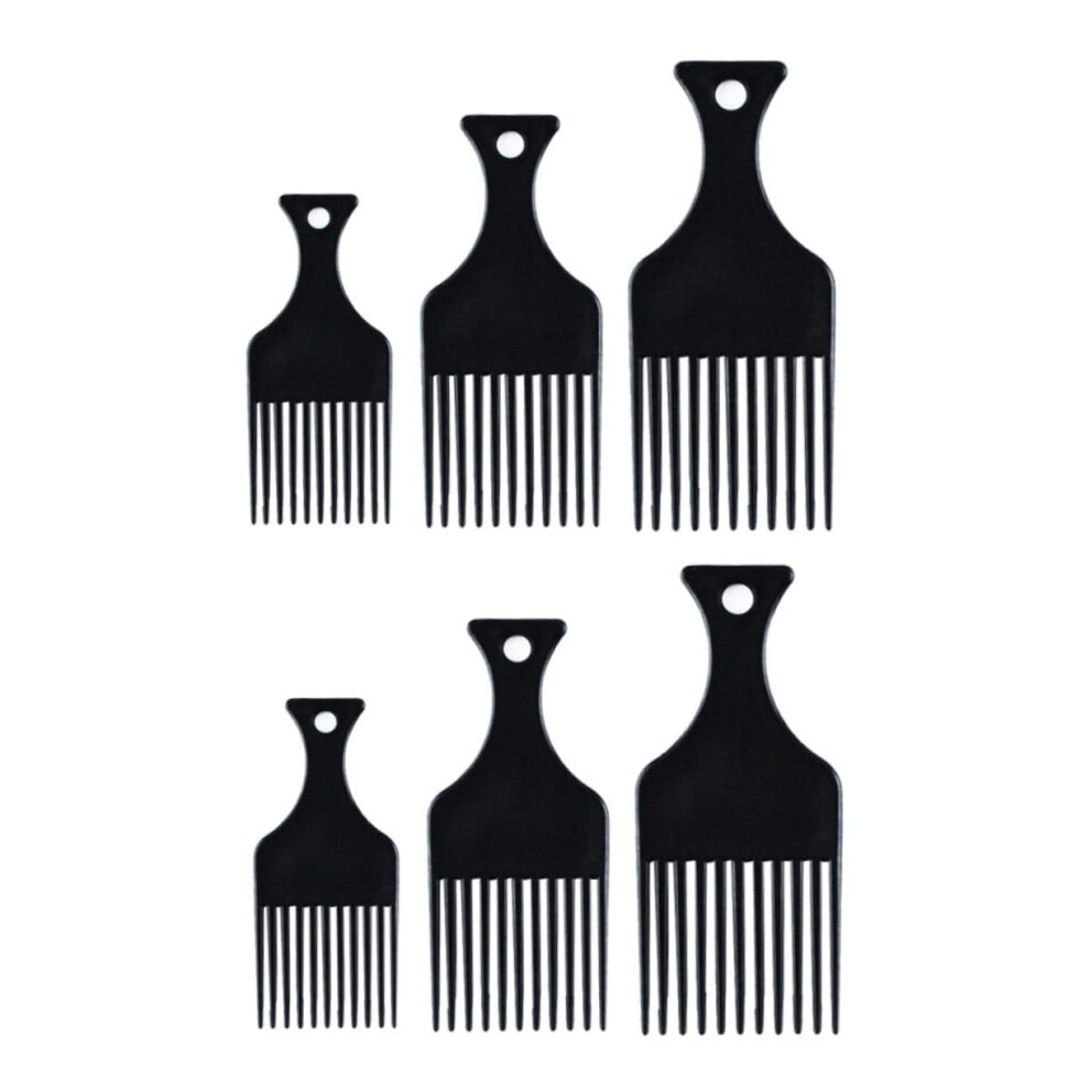 Unisex Afro Comb And Teasing Comb Set For Hair Styling, Detangles Textured Hair, Ergonomic Grip, 6Pcs