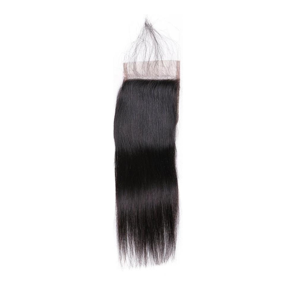 Unisex Straight Hair Lace Closure 14 Inch Virgin Human Hair Natural Hairline Peruvian Closure