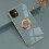 Capa luxuosa e elegante 'compatível com iPhone 13' com função de suporte de anel. Dourada e branca. 5