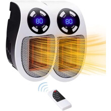 Aquecedor de ambiente para uso interno, aquecedor de cerâmica de 500 W com termostato ajustável, temporizador e proteção contra superaquecimento.