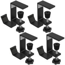 AEVXKHI4PCS Skrivbordsklämmakrokar, Bordhängare i aluminium, Justerbar hållare för hörlurar och väska under skrivbordet, Halkfri montering utan