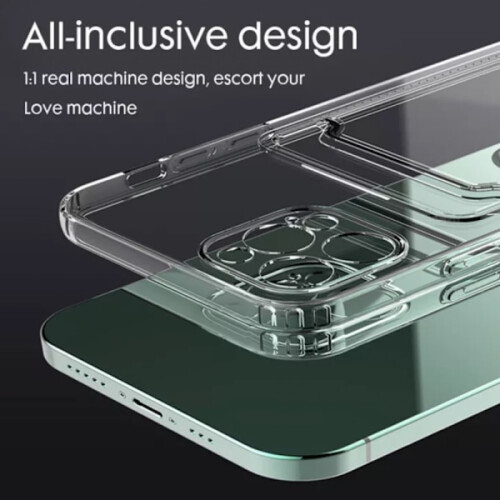 Capa para celular compatível com iPhone 16/15/14/13/12/11/SE/X/XS/8/7 com compartimento para cartão - Transparente, compatível com iPhone X 1