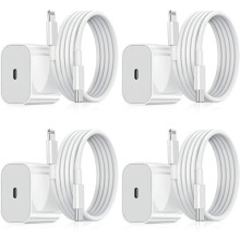 Ag luí le luchtaire iPhone - luchtaire tapa - oiriúntóir + cábla 20W USB-C bán Pacáiste 4 atá comhoiriúnach le iPhone
