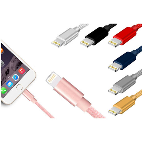Cabo Micro-USB trançado de cor sólida, 1,8 m, azul. 1