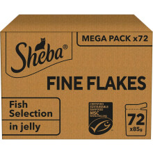 SHEBA - Adult Wet Cat Food Pouches - 72 x 85 g - Fish Collection - Bulk Cat Food Megapack - 72 Jelly Pouches