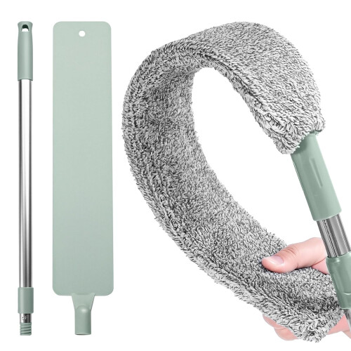 Retractable Microfiber Duster with Extendable Bendable Head for Dusting Gaps, Furniture, Car and Kitchen