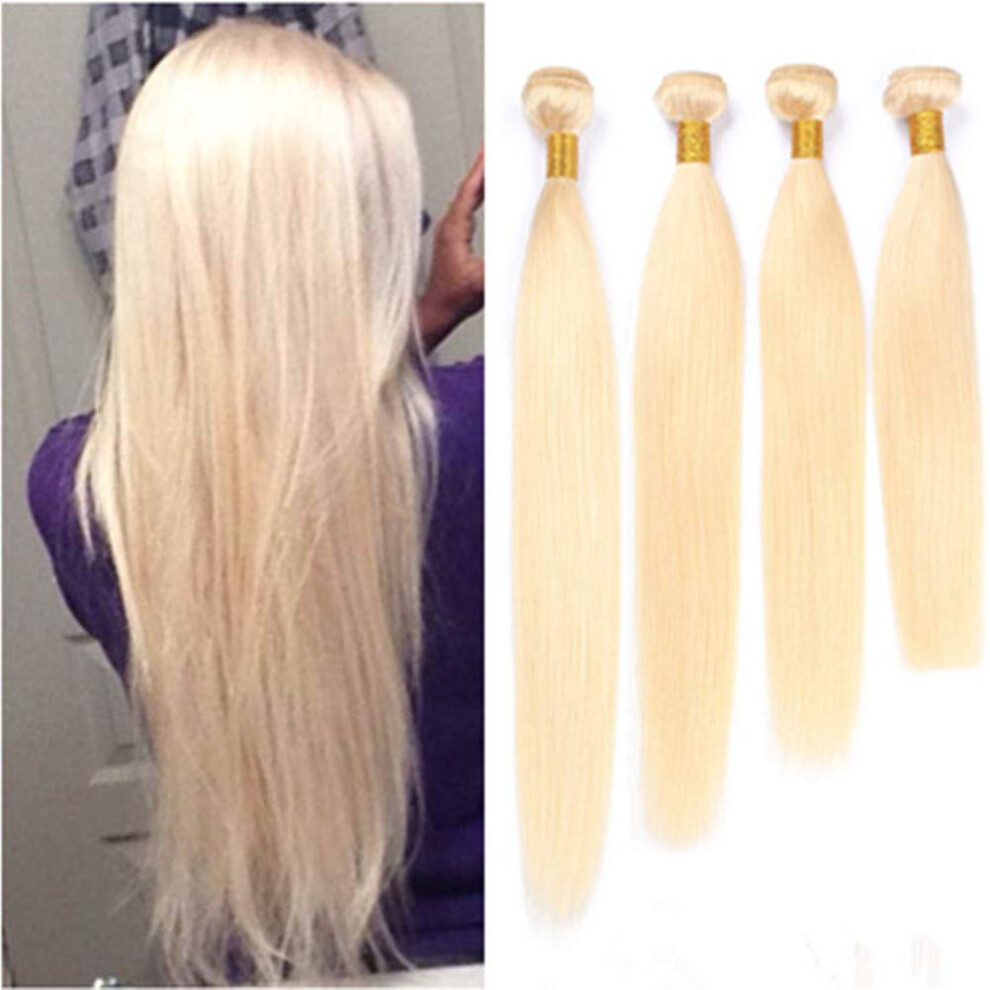 Unisex Russian Blonde Human Hair Bundles 18 Inch Silky Straight Double Weft #613 Virgin Remy Extensions