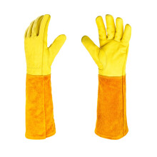 Long Gardening Gloves Leather Puncture Resistant for Rose Pruning Cactus Trim, 1 Pair L Size