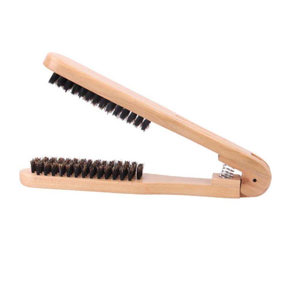 Hair Straightener Brush Wooden Blow Dry Straightening Comb for Smooth Frizz Styling