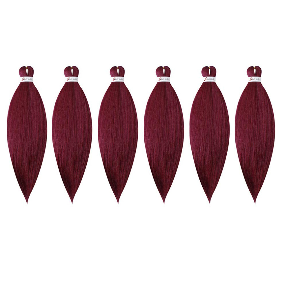 Unisex Pre Stretched Braiding Hair 20' 6 Packs Soft Yaki Texture Itch Heatsetting Synthetic Extensions