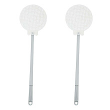 Fly Swatter 2 Pack Plastic Long Handle Heavy Duty Bug Catcher for Indoor Outdoor Use White