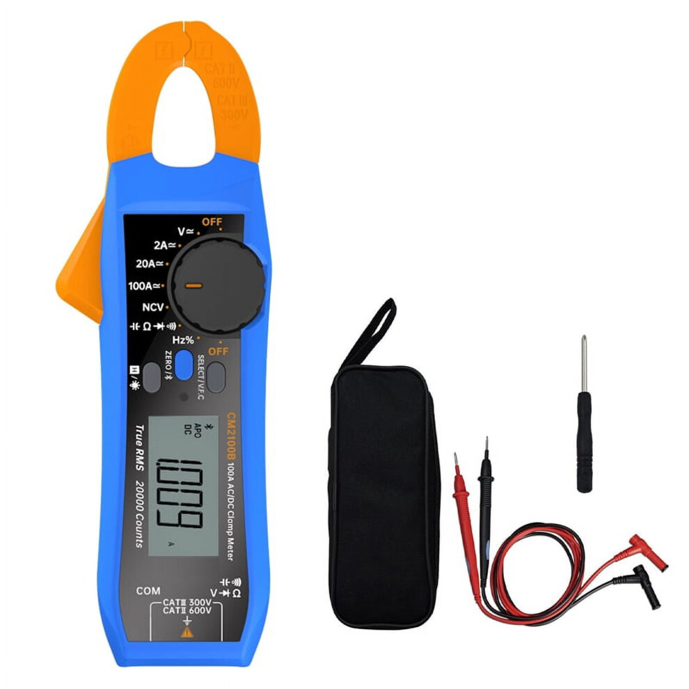 Cm2100b Bluetooth Clamp Meter 100A 600V Ac/Dc Meter 20000 Counts True Rms Capacitance Resistance Diode Clamp Multimeter 9773935064331