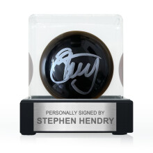 Stephen Hendry Signed Black Snooker Ball. Display Case With Plaque