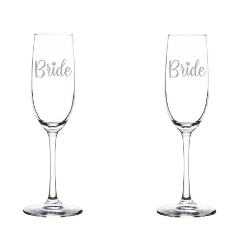 Σετ 2 Ποτήρια Σαμπάνιας Bride με Αφρώδη Κρασιά (8oz με Στέλεχος)