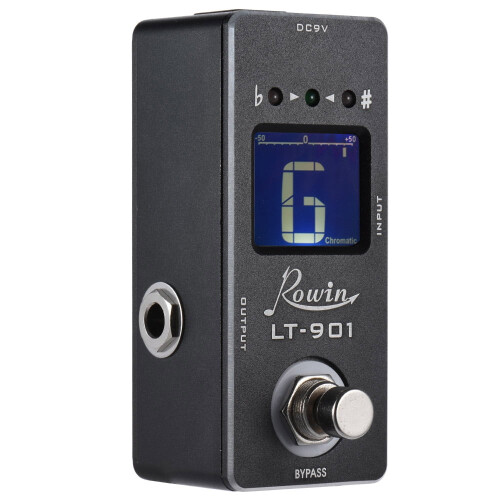 Pedale accordatore cromatico compatto per chitarra con true bypass e display LCD