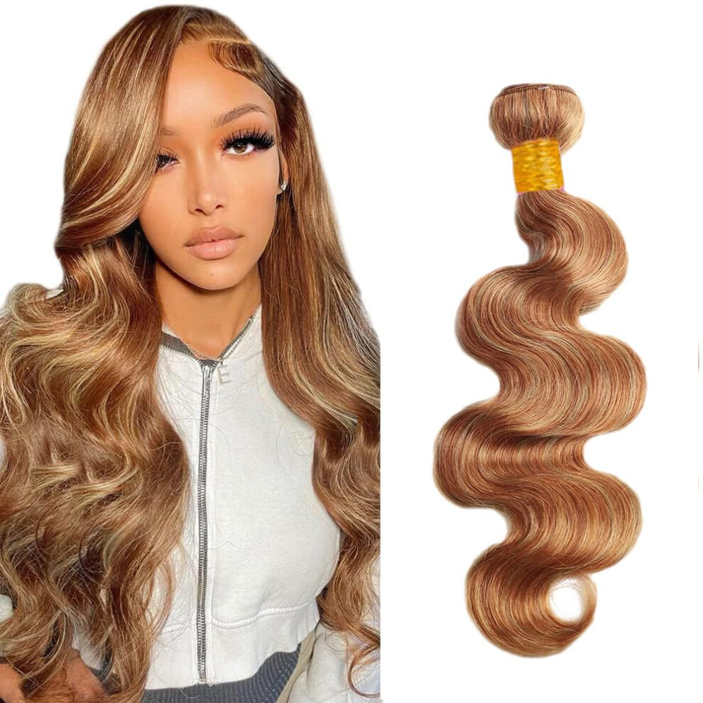 Brazilian Virgin Hair Bundles Natural Body Wave P27/30 Honey Blonde 16 Inch Human Hair Weave