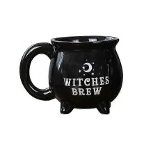 (Black) Creative Witches Brew Witch Cauldron Coffee Mug Black Ceramic Cups Halloween Tabletop Decoration