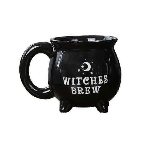 (Black) Creative Witches Brew Witch Cauldron Coffee Mug Black Ceramic Cups Halloween Tabletop Decoration
