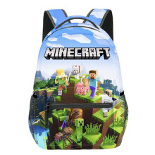 Kompatibel Minecraft-rygsæk til drenge | Sort skolerygsæk til børn | Grøn Creeper Zombie-skelet Enderman og huleedderkop B