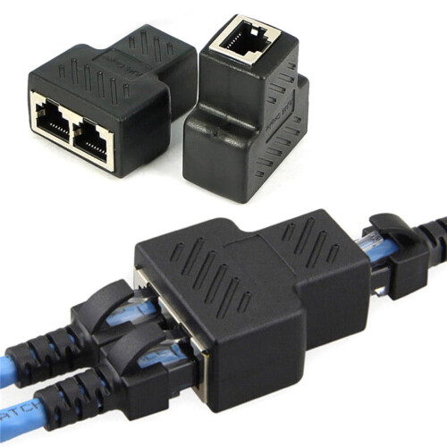 Προσαρμογέας διαχωριστή RJ45, καλώδιο Ethernet CAT5/CAT6LAN διπλής θηλυκής θύρας, 1 προς 2 1