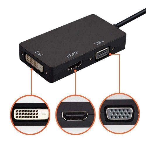 Adaptérový kabel 3v1 DisplayPort DP samec na HDMI/DVI/VGA samice, 1080P 1