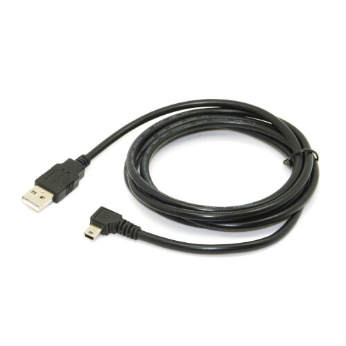 Datový kabel Mini USB B typu B, 5pinový samec, pravý úhel 90 stupňů - USB 2.0 samec, 1,8 m, černá barva 1