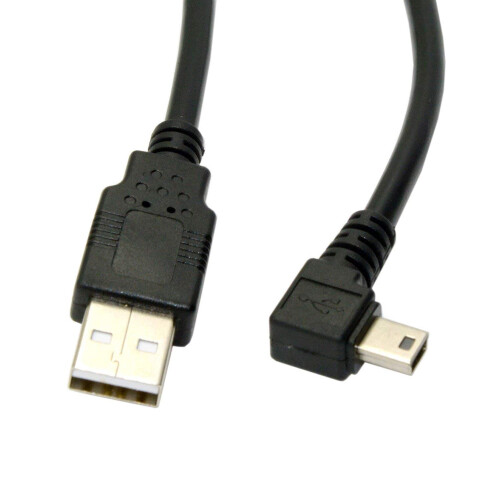 Datový kabel Mini USB B typu B, 5pinový samec, pravý úhel 90 stupňů - USB 2.0 samec, 1,8 m, černá barva 2