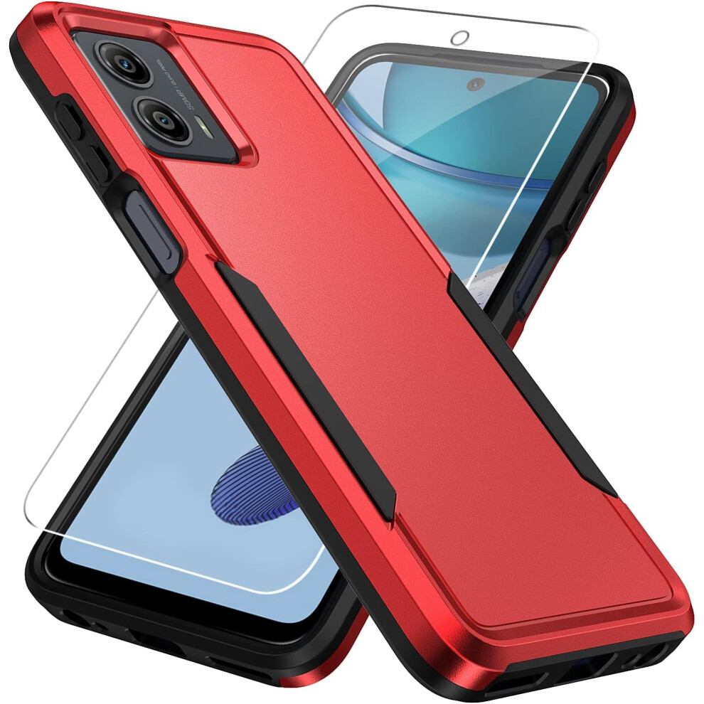 Moto G 5G 2023 Case With Screen Protector - Military Grade Shockproof Rugged Case For Motorola G 5G 2023, Red 9499224606654