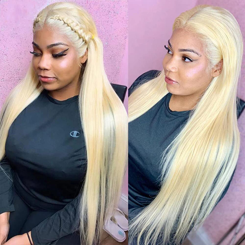Unisex 613 Lace Front Wig Human Hair 22'' 13X6 Hd Transparent Blonde Wig Pre Plucked Glueless