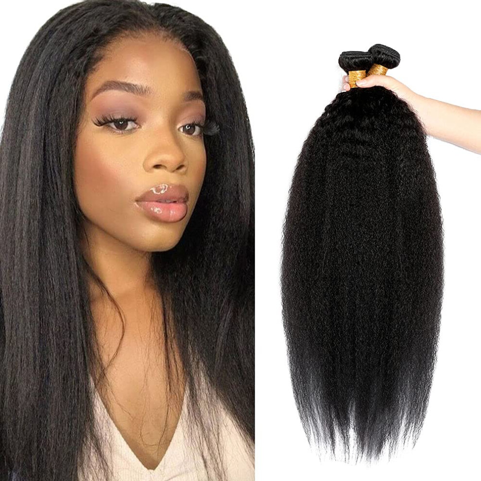 Unisex Black Brazilian Remy Human Hair Kinky Straight Extensions 3 Bundles 300G Natural Tangle