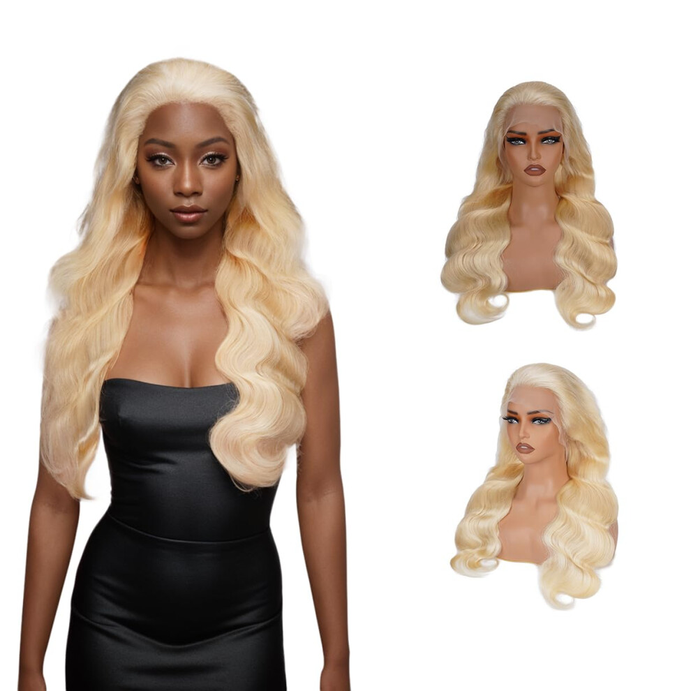 Unisex 28 Inch Blonde Human Hair Lace Front Wig 613 Hd Lace 13X6 Realistic Hairline For Women
